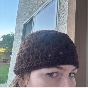 Handmade Crocheted Brown mesh Hat